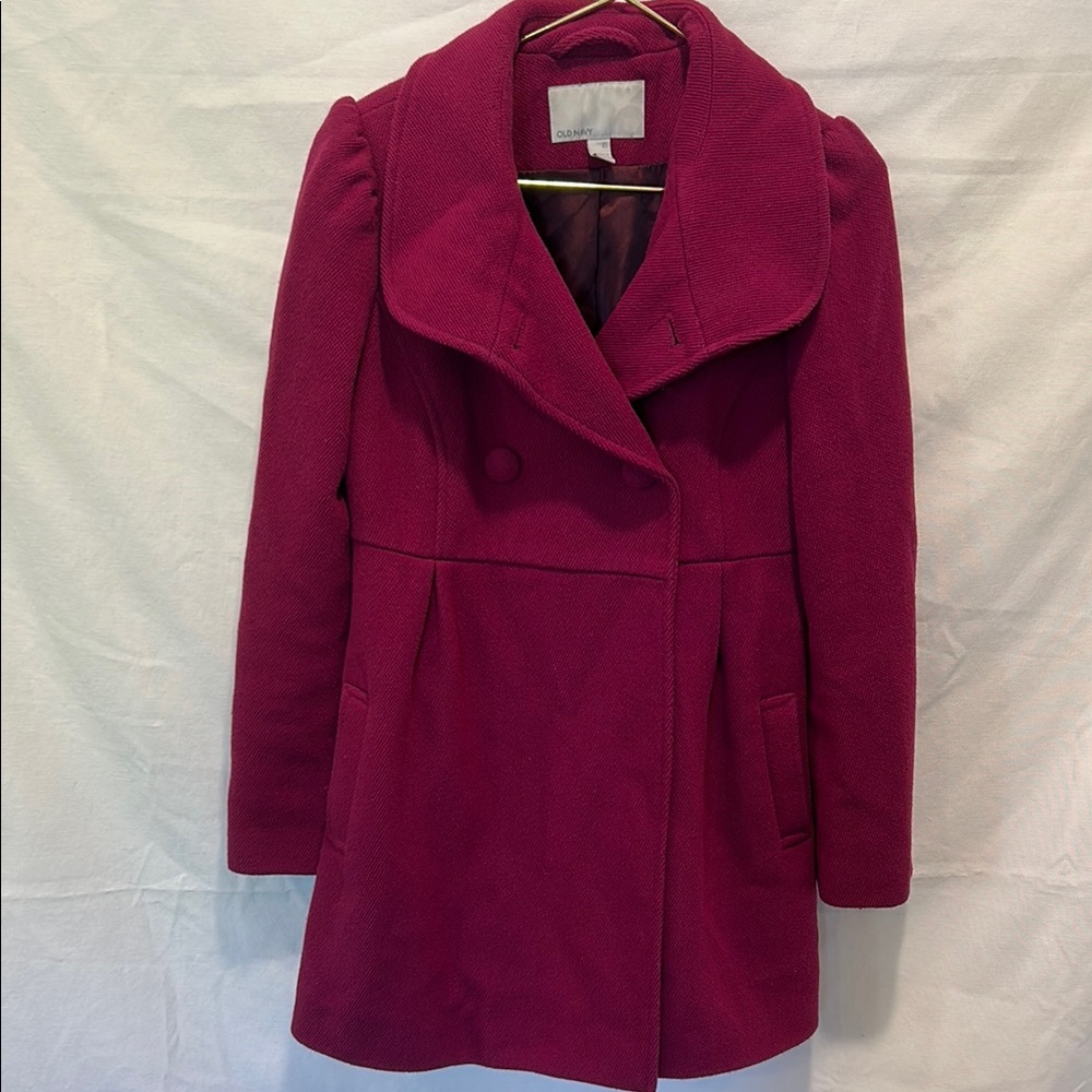 Old Navy Pink Pea Coat Wool Blend Tailored Fit
